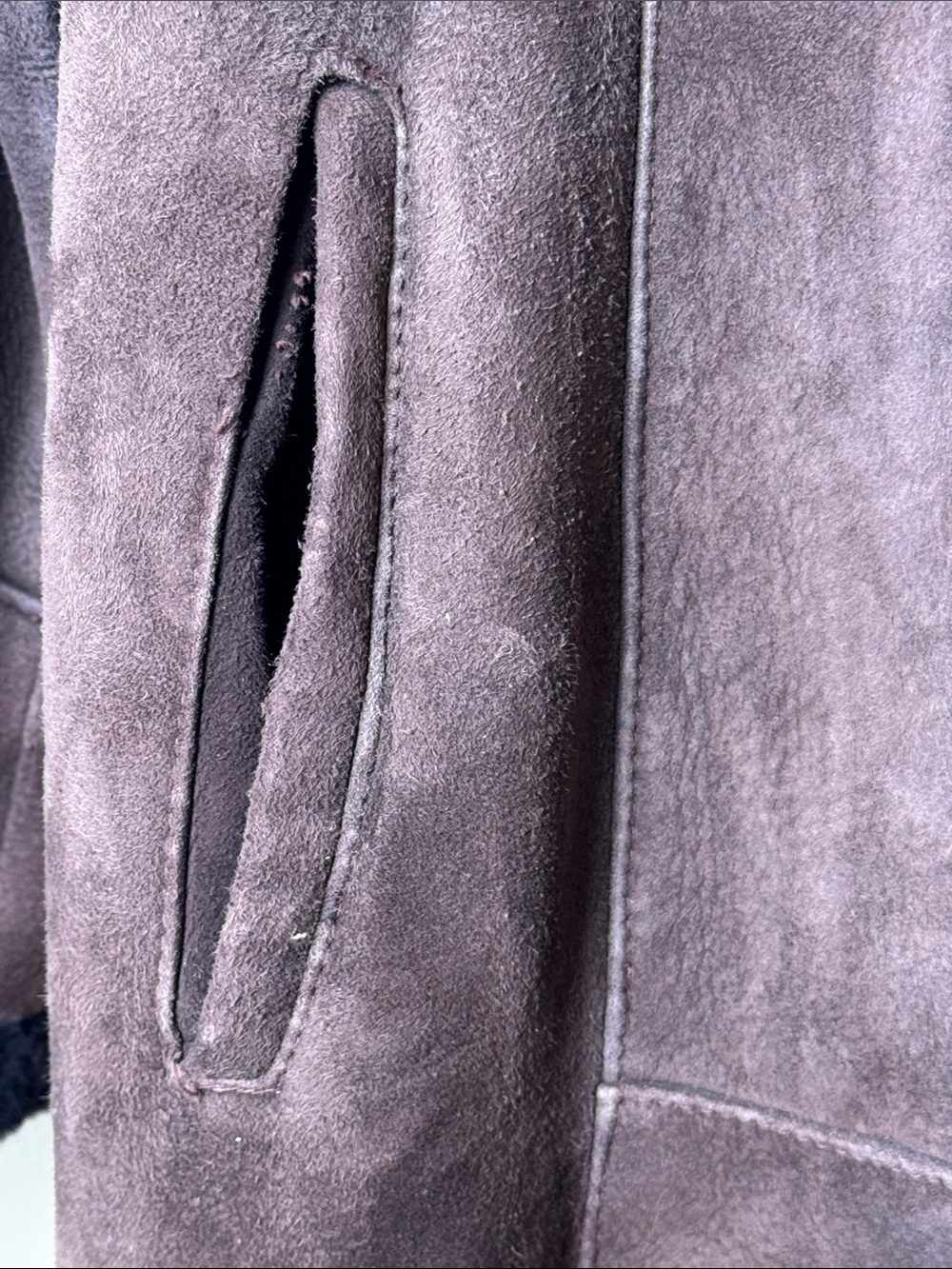 I. J. FOX FURS Boston Vintage Chocolate Brown Suede Shearling Full Length Coat M - Picture 5 of 14